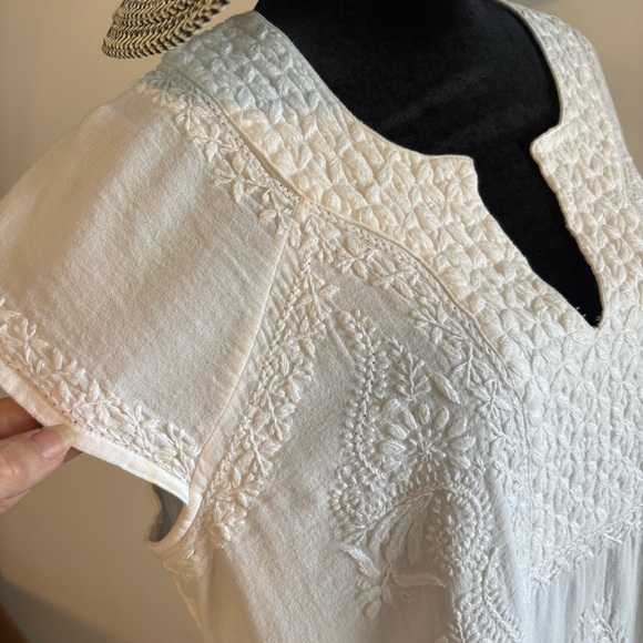 ROLLER RABBIT Faith Dress! Classic White Cotton Embroidered Shift Dress! Large - Picture 6 of 16